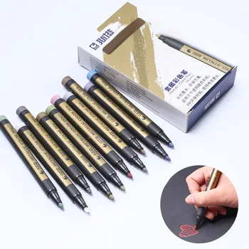 

1Piece Waterproof Metallic Markers 10 Colors Artist Permanent Drawing Graffiti Brush Pen School Office Art Supplies Stationery