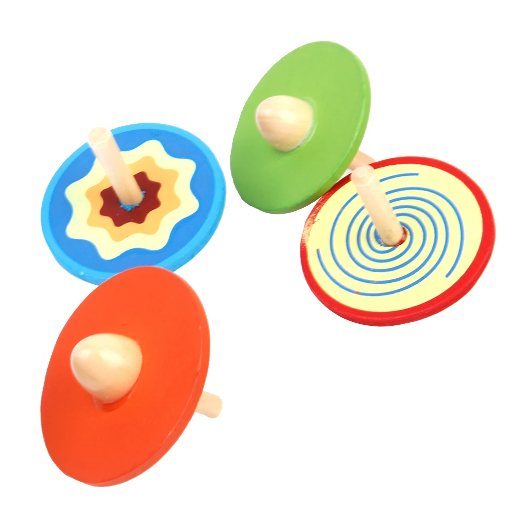 

Traditional Classic Small Wooden Play Spinning Top 4pcs Child Gift