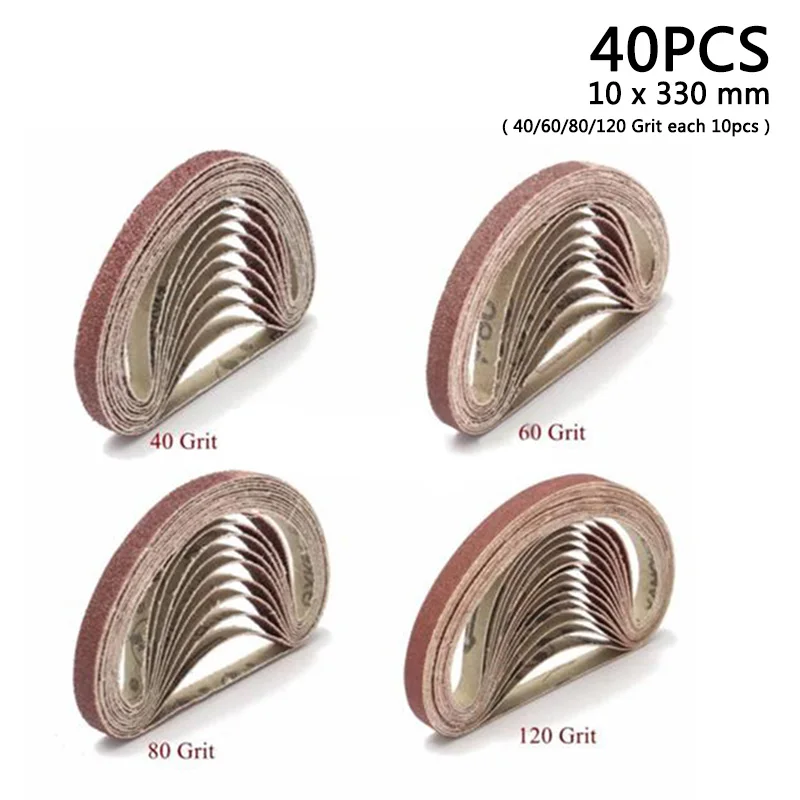 

40pcs/Set Sanding Belts 40/60/80/120 Grit Sanding Belts Sander Abrasive Bands