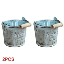 2 uds hogar Vintage Chic Artesanía de metal cuerdas de cáñamo cordones Twined cubos de hierro decoración de macetas ornamentos suculentas plantas almacenamiento