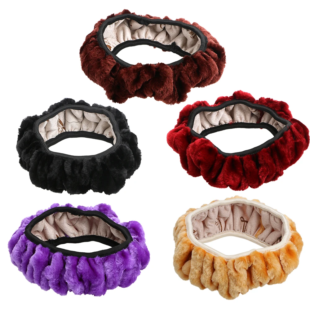 

LEEPEE Anti-slip Auto Decoration Winter For 36-39CM Elastic Steering-Wheel Cover Car Steering Wheel Cover Soft Warm Plush