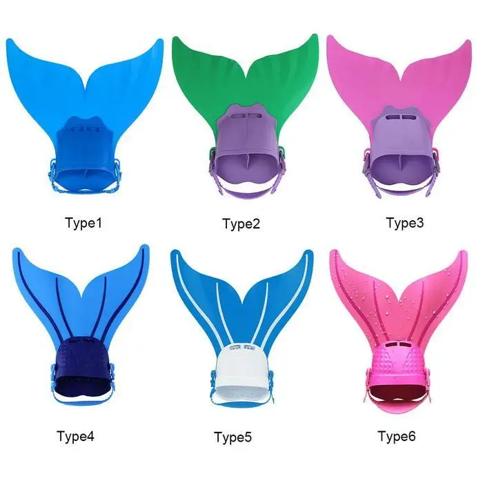 

Kids Mermaid Fins Swimming Foot Fins for Easy adjustable hook and loop strap Children's toy swimming flippers diving training fi