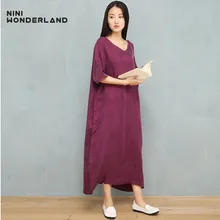 NINI WONDERLAND летнее женское платье из купро и шелка классическое женское платье с v-образным вырезом и рукавами летучая мышь свободные платья короткие большие размеры