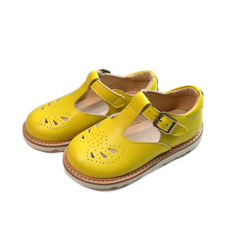  Genuine Leather Girls Sandals Hollow Breathable Baby Princess Shoes Non-slip Hard Bottom Children S