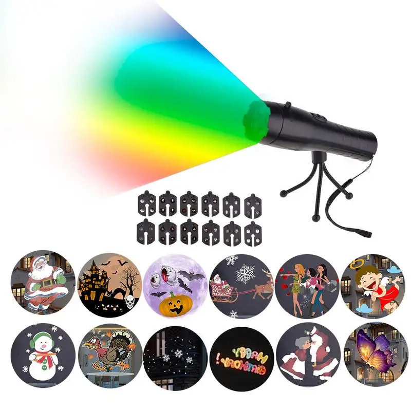 Goedkoop 2018 Vrolijk Thema LED Projector Zaklamp Landschap Outdoor Xmas Party Tuin Film Lamp 12 Patroon 11.11 Aanbiedingen