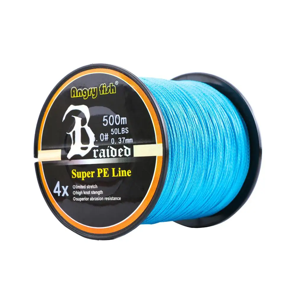 

Angryfish 500m 547yds 4 Strands Braided Wire Fishing PE Line Super Strong Smooth Weaves Fishing Line 12-80LB 0.1-0.5mm Blue