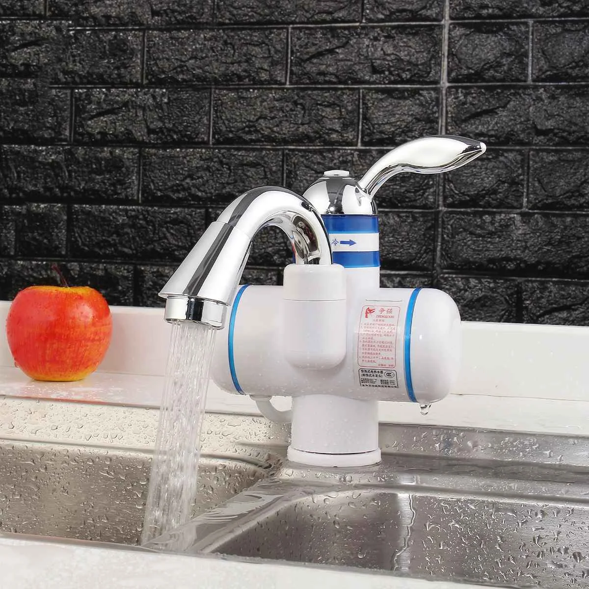 

Kitchen Instant Electric Water Heater Basin Faucet Tankless Waterproof Hot And Cold Bathroom Mixer Water Taps Single Handle 220V
