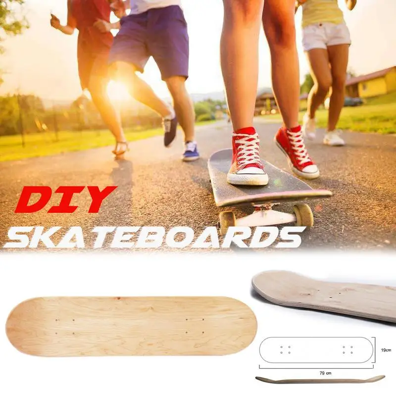 Colaxi Blank Skateboard Deck DIY Painting Replacement Portable Wood Deck Kids Diy Skateboard For Kids Children Boys Girls Beginners 60cm No