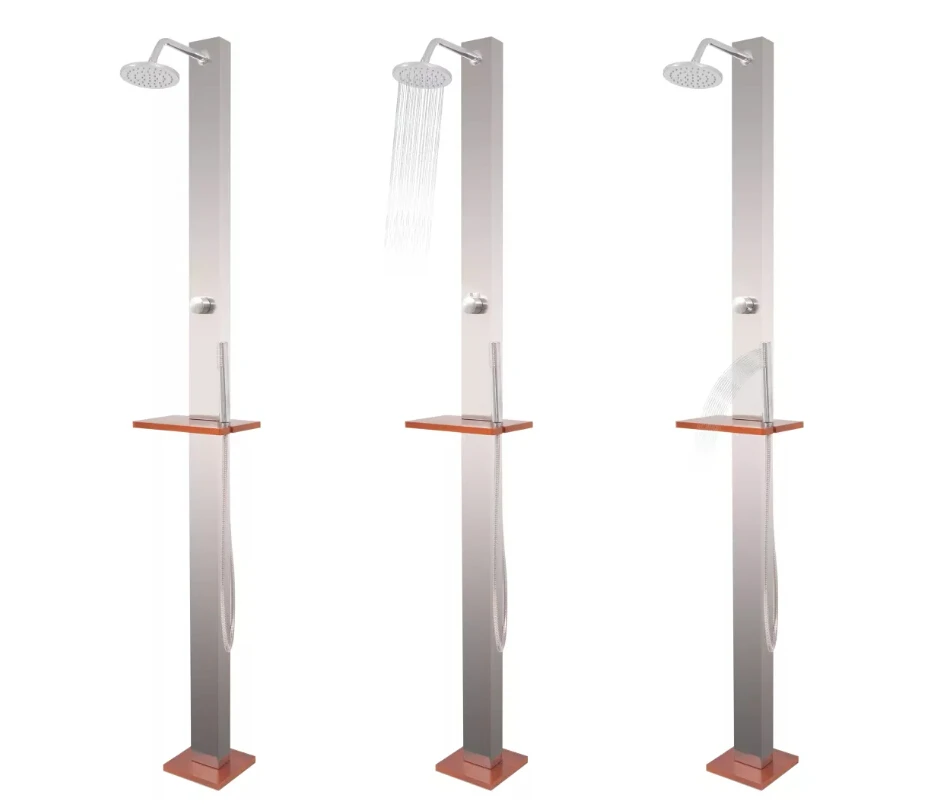 

VidaXL Outdoor Shower Brushed Stainless Steel 210 Cm Two Showerheads Rainfall Shower Set Faucet Single Handle Outdoor Shower