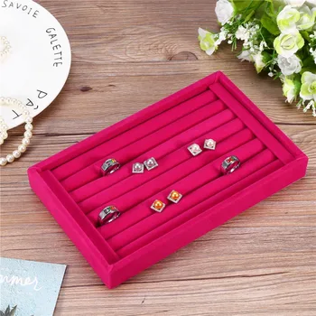 

Portable Velvet Jewelry Ring Earrings Insert Display Cufflinks Organizer Box Showcase Plate Jewelry Box Casket Jewelry Organizer
