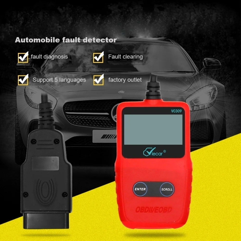 VC309 OBDII/EOBD считыватель кодов автомобиля диагностический универсальный OBD2 сканер