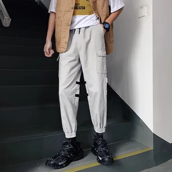 

Spring New Joggers Pants Men Fashion Retro Solid Color Casual Tooling Wind Pants Man Streetwear Wild Hip Hop Loose Overalls
