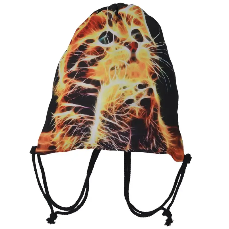 

Unisex Graffiti Backpacks 3D Printing Bags Drawstring Backpack Goog Casual Luxury Gifts(Black orange)