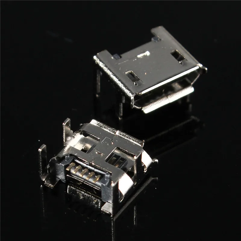 

10Pcs Micro USB Jack Type B Female Socket 4 Vertical Legs Fixed Solder Connectors Charging Socket PCB Board for Mobile Phone