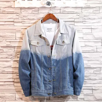 

Blue Patchwork Denim Jacket Mens Solid Casual Slim Fit Bomber Jacket Men Autumn Winter Jean Jacket Mens Cowboy Chaqueta Hombre