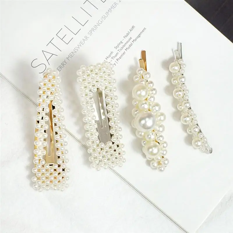 4pcs Hair Clips Simple Decorative Fresh Pearl Fashion Hair Barrettes Hair Accessories Hair Pins for Girls Women Ladies 4pcs Hair Clips Simple Decorative Fresh Pearl Fashion Hair Barrettes Hair Accessories Hair Pins for Girls Women Ladies