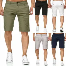 Мужские облегающие однотонные шорты из смеси хлопка повседневные рабочие форменные брюки длиной до колен Летние Большие Размеры M-2XL