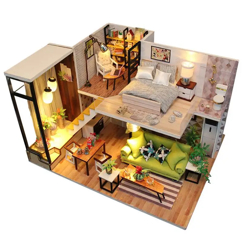 

Innovative Romantic Nordic DIY Doll House Without Dustproof Cover Children Enlightenment Educational Toys Holiday Birthday Gift