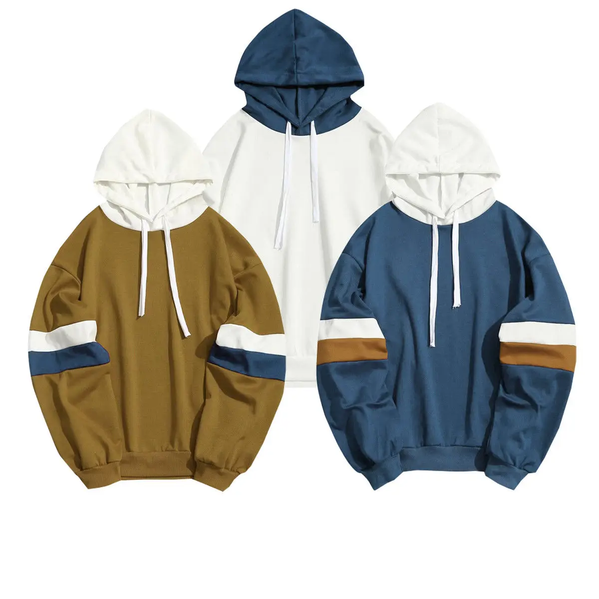 

Fashion Men Hoodie Autumn Winter Long Sleeve Casual Sweatshirts New Male Casual Patchwork V-Neck Hooded Top Sweatshirts