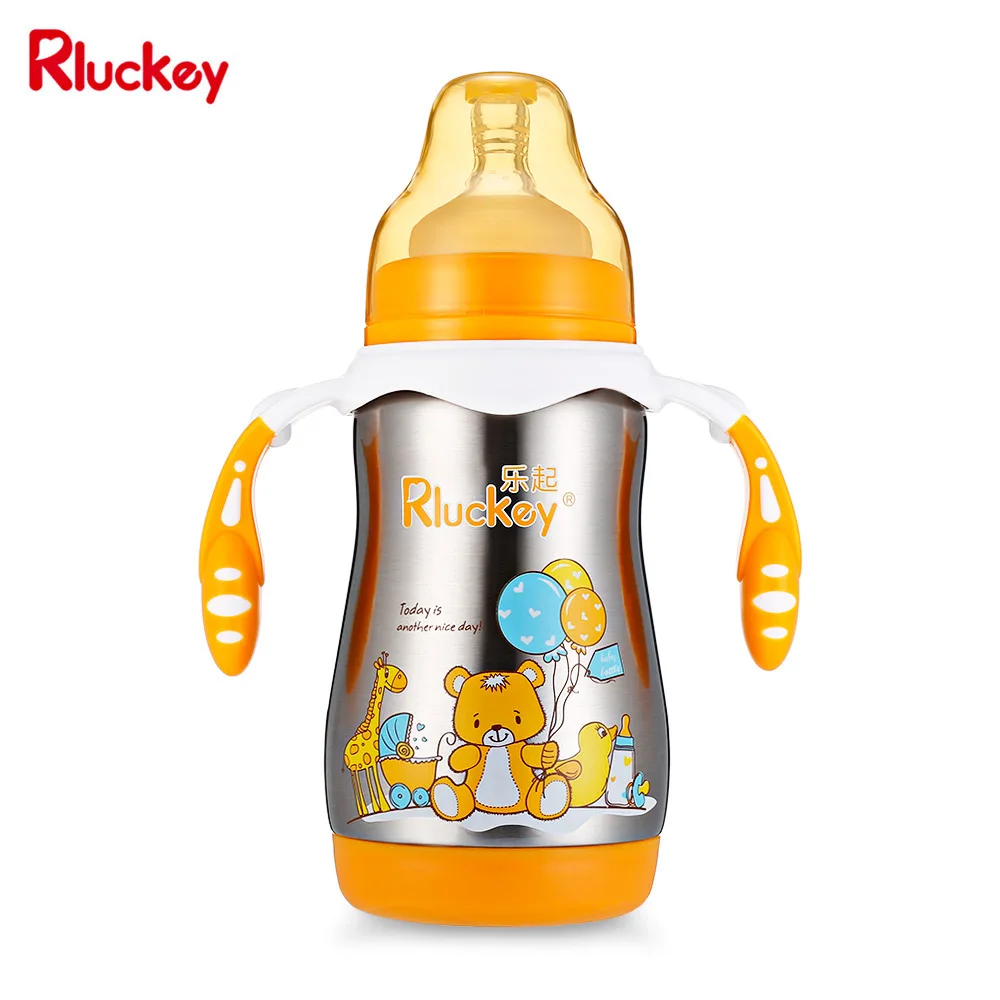 

Rluckey L-BW004 280ml Wide-Caliber Double Layer SUS Solid Feeding Bottle Multifunction Cup Antibacterial Vacuum Binaural Kettle