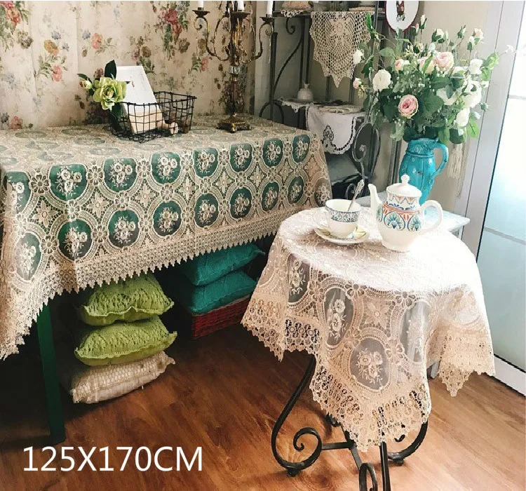

Europe Luxury Lace Embroidery Tablecloth Floral Table Cloth Transparent For Rectangular Table Christmas Wedding Home Decoration