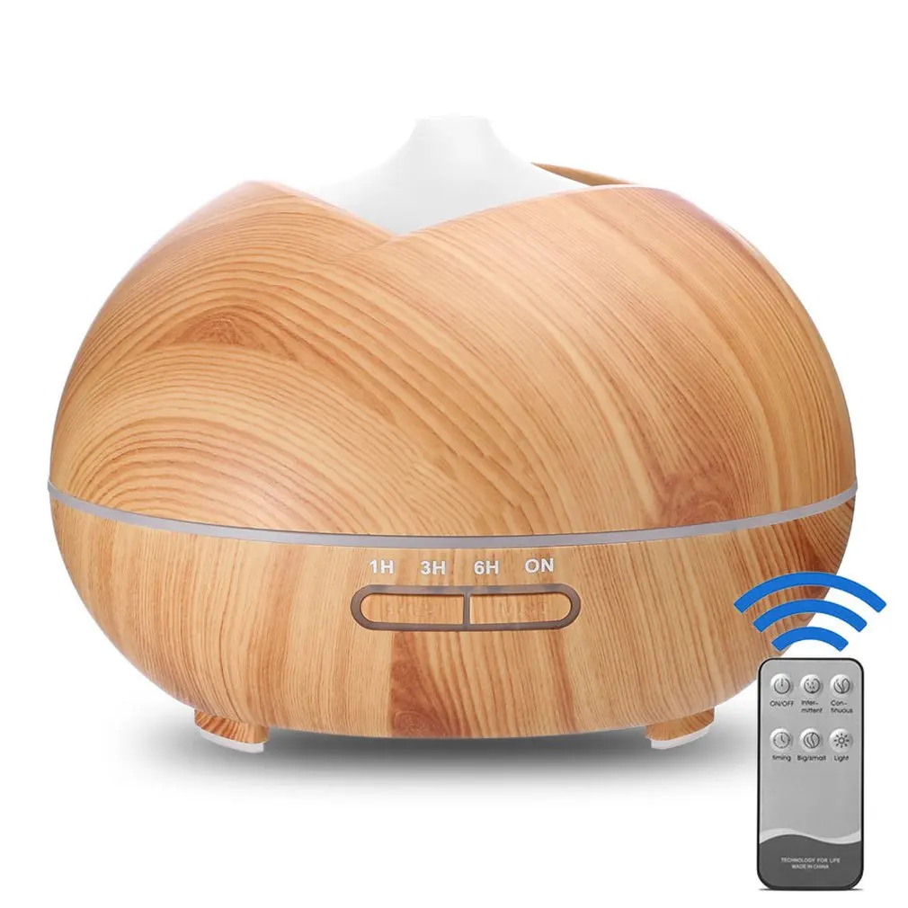 

Shallow Wood Grain Household Remote Control Short Mouth Aromatherapy Machine Essential Oil Diffuser Mist Humidifier