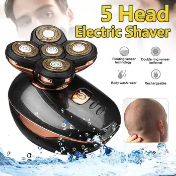 

USB Charge 5 Floating Shaver Heads Waterproof Electric Shavers Hair Trimmer Cordless Clipper beard shaver cleaning Haircut