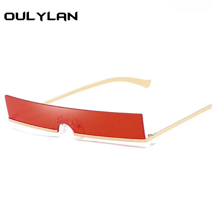 

Oulylan Rectangle Sunglasses Women Trend Metal Frame Small Sun Glasses Designer Female Vintage Fashion Skinny Red Sunglass UV400