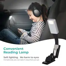 Портативная лампа для чтения, книжный светильник, лампа с зажимом, тонкий теплый белый светильник, гибкий электронный светильник для чтения книг, Перезаряжаемый USB светильник для Kindle