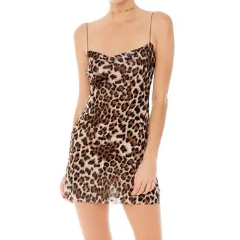 

Women Leopard Print Sexy Nightgowns Babydoll Sleepwear Summer Sleeveless Nightgowns Fashion