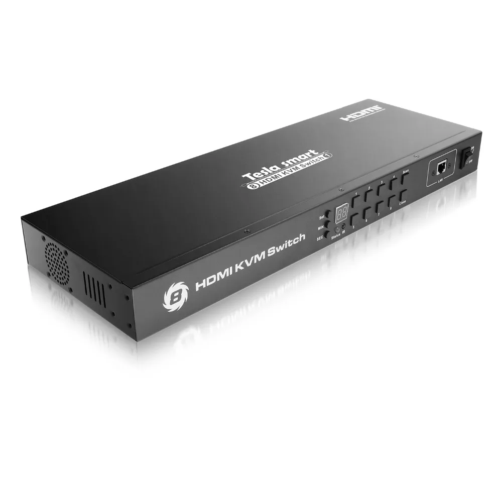 Tesla smart USB HDMI KVM Switch 8 Port KVM Support 4K 30Hz Ultra HD and USB 2.0 Ports Keyboard and mouse port or LAN Port