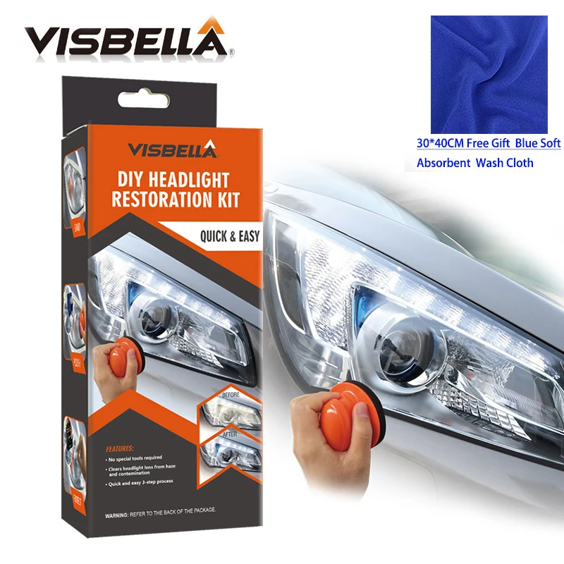 VISBELLA Headlamp Polishing Paste Kit DIY Headlight Restoration System for Car Care Repair Hand Tool Sets  by Manual with Cloth