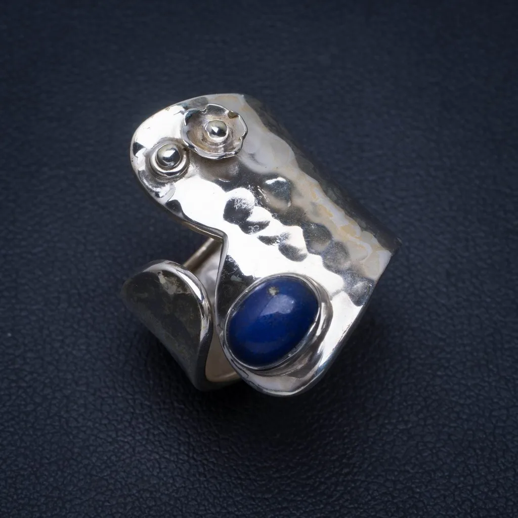 

Natural Lapis Lazuli Handmade Unique 925 Sterling Silver Ring 7 A3908