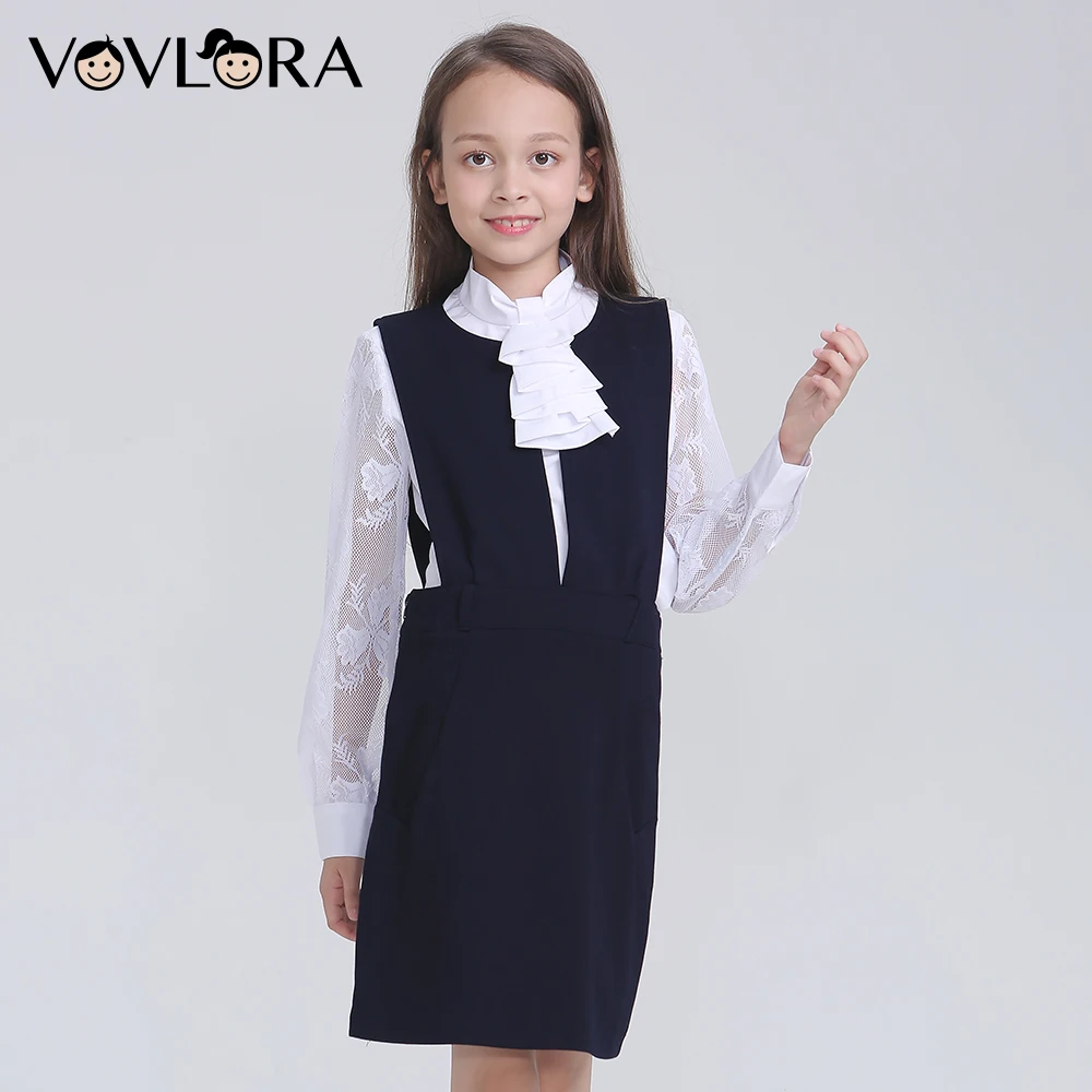 

School Sleeveless Children Girls Dress Straight Suspenders Girls Dresses Autumn 2018 School Uniform Size 9 10 11 12 13 14 Years