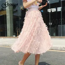 Новая весенне-летняя фатиновая юбка с кисточками женские тюлевые Юбки Женская пачка плиссированные юбки черного, белого, розового цвета