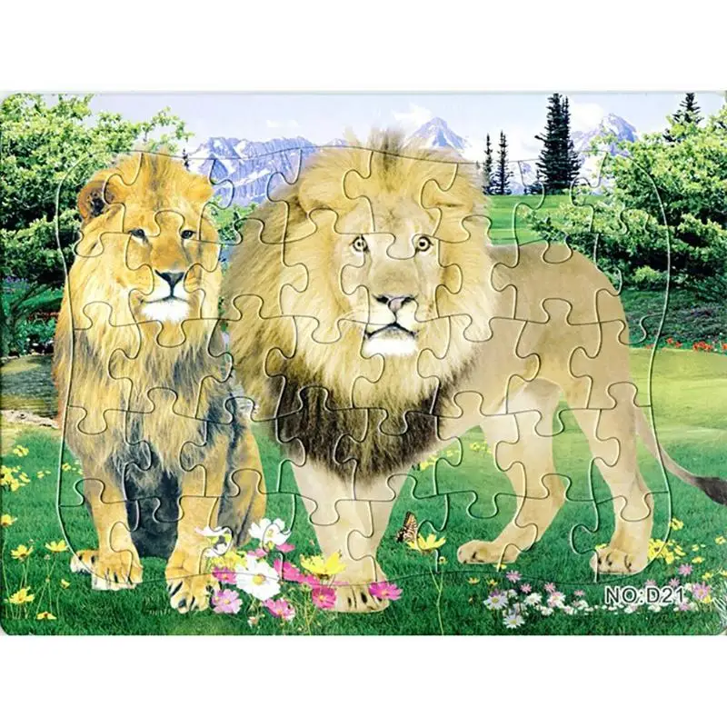 

40 Slice Montessori Wild Animal Dinosaur World Paper Educational Toy 2019 Cartoon Puzzle Toys for Children Birthday Gifts
