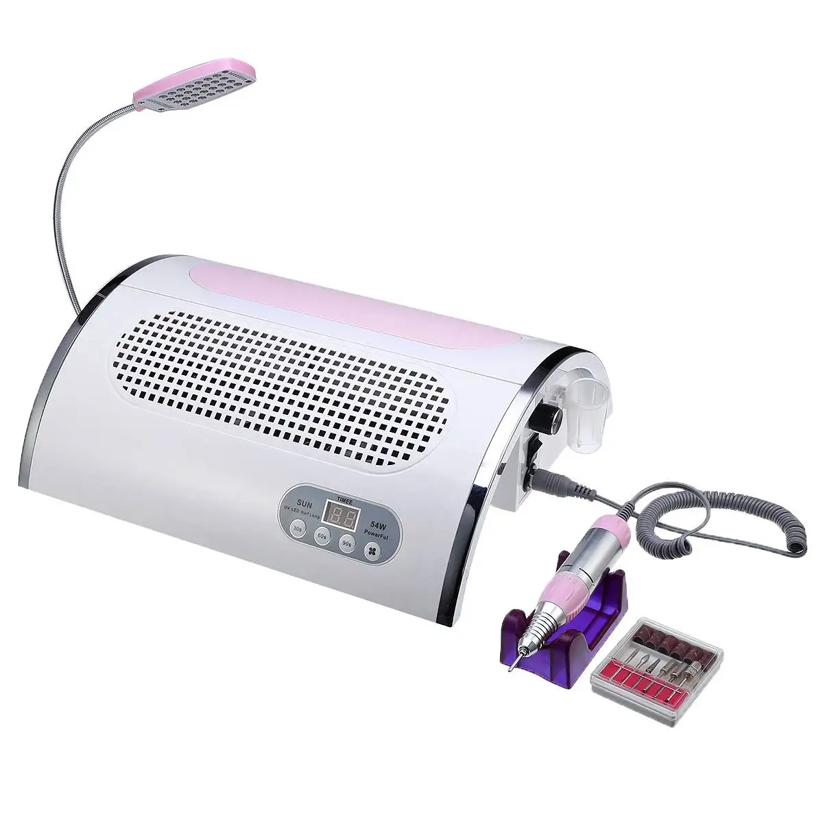 

Professional 54W Nail LED UV Lamp Vacuum Cleaner Suction Dust Collector 25000RPM Drill Machine Pedicure Remover Polish Tools