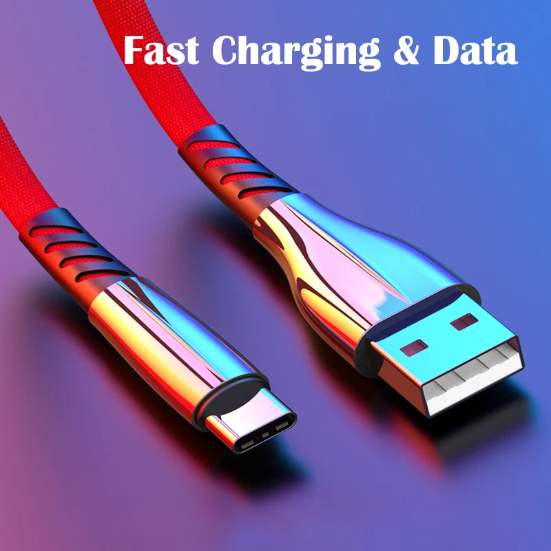 REZ нейлон USB Type C кабель для Samsung Xiaomi mi 98 Быстрая зарядка зарядное устройство