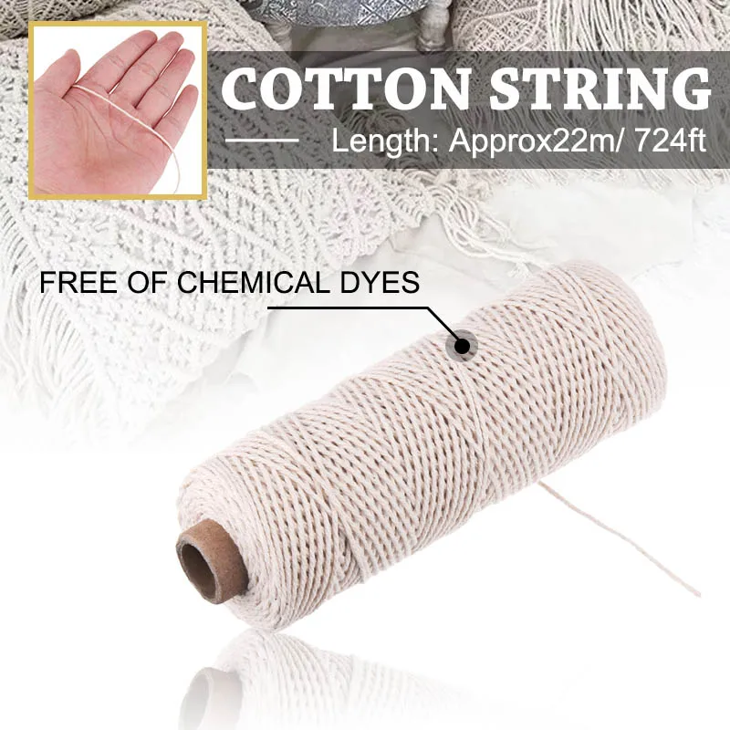 

1mm 220M Length White Cotton Twisted Cord Natural Craft Macrame Braided String DIY Handmade Tying Thread Cord For Home Decor