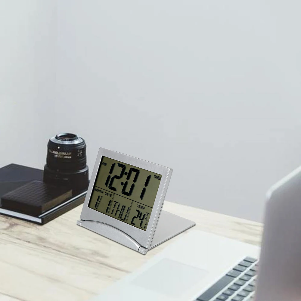 

Electronic Clocks Foldable LCD Digital Alarm Clock Portable Desk Clock Time Date Temperature Timer Home Decor