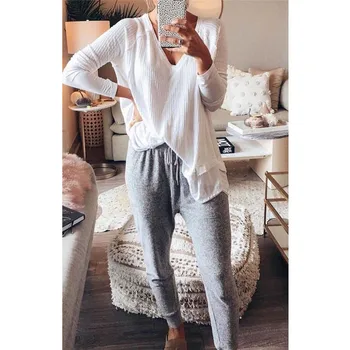 

New Casual Loose Harem Pants Women Elastic Waist Ankle Length Solid Color Pants Trousers Sweatpants Sportswear