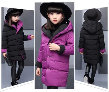 

Children's clothes cotton-padded jacket girls long down cotton clothes thick double-sided wear