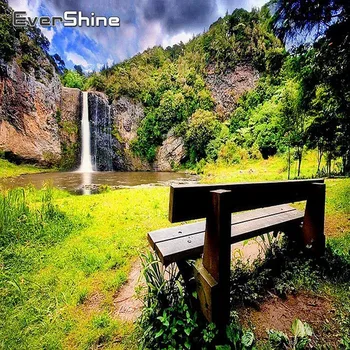 

EverShine Diamond Embroidery Spring Landscape Picture Of Rhinestones 5D Diamond Painting Waterfall Cross Stitch Home Wall Decor