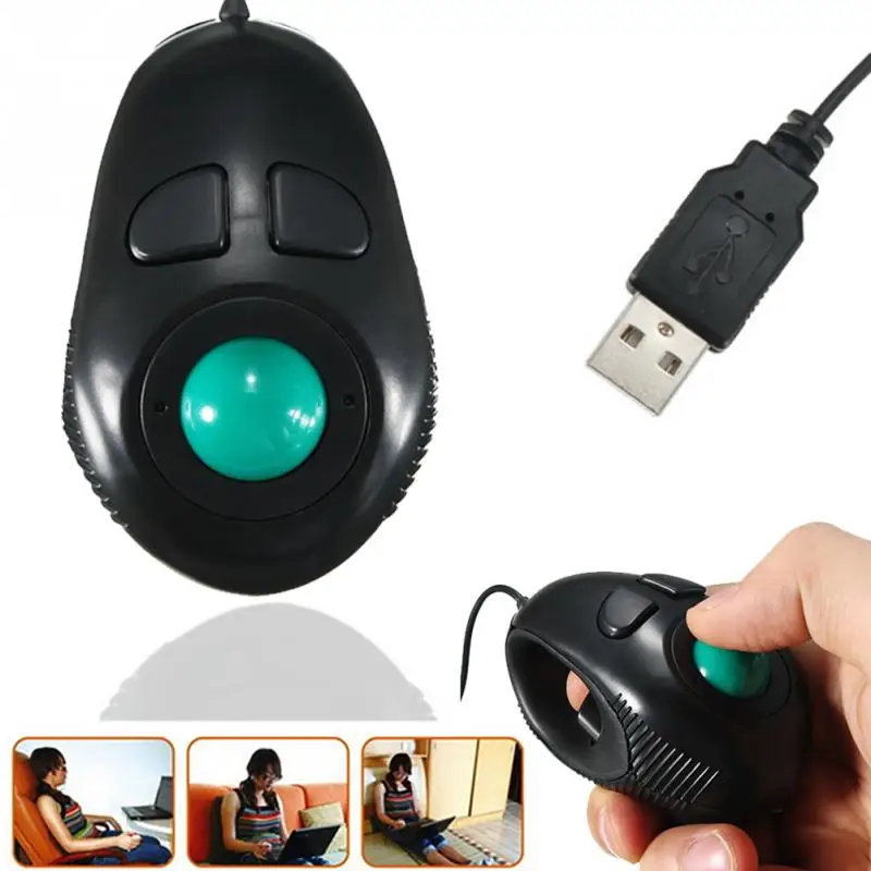 

New Finger Handhold 4D USB Mini Trackball Mouse Wired Mice Portable Thumb Control For PC Computer ~