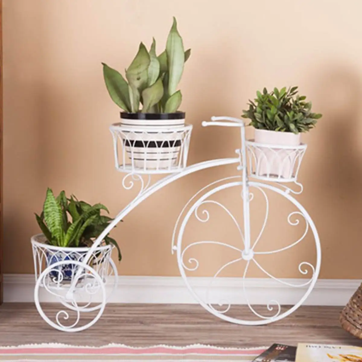 

Metal Stand Plant Rack Flower Shelf Balcony Outdoor Indoor Pot Plant Stand Garden Decor Flower Rack Wrought Iron Bicycle Style