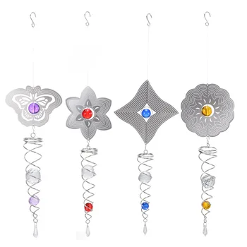 

Mayitr 3D Metal Hanging Wind Spinner Ball Garden Home Hanging Decorations Wind Chime 4 Style