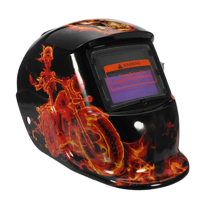 

Electric Welding Helmet Filter Flame Skull Solar Powered Auto-darkening Welding Helmet Masks Welders Cap Lens
