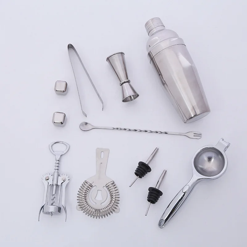 

11 pcs/set hot-selling Stainless Steel Cocktail Shaker Mixer Kit Bar Tools Set 750ML blender party bar tool set bar supplies