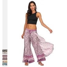 Брюки для йоги женские леггинсы для бега свободные Йога широкие брюки Boho Aladdin Комбинезон гарем брюки с высокой талией широкие брюки
