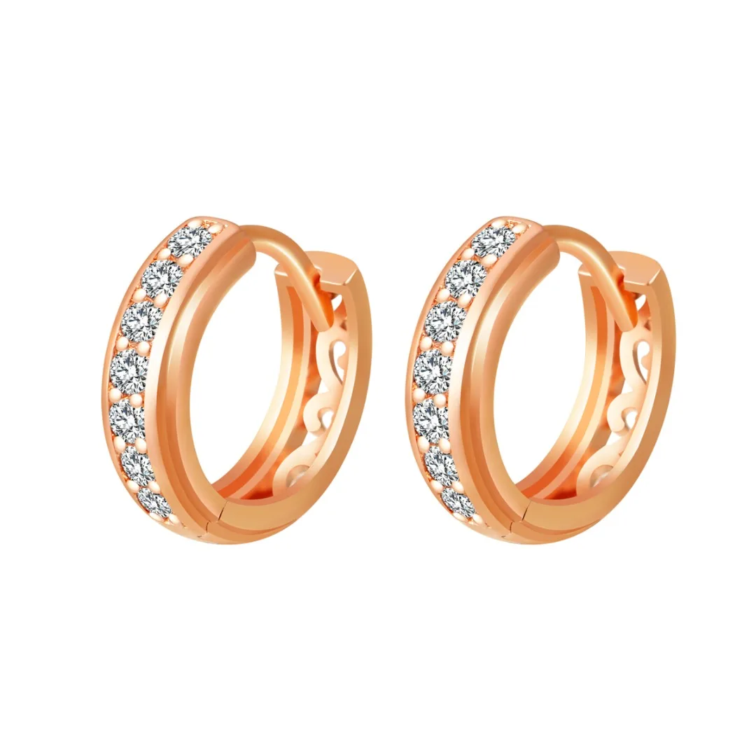 

Fashion Statement Band Luxury Gold Crystal Huggie Hoop Earring Shellhard Rose Gold Romantic Sweet Wedding Jewelry Accessories